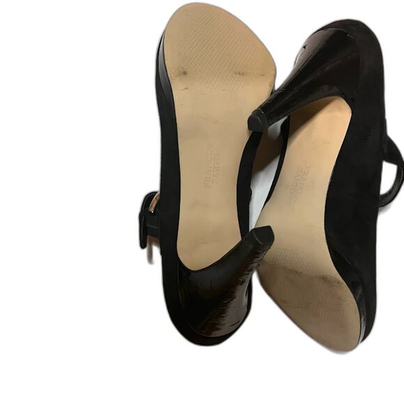 Franco Sarto Women's Black Suede 4" Heel T-Strap MaryJanes SZ 9.5*FLAWED - Picture 6 of 8